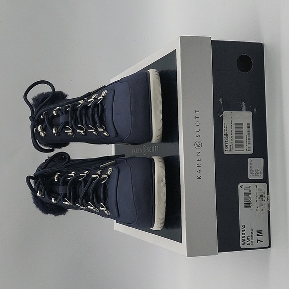 1051- Karen Scott Ankle Boots Size 7 White And Blue Colors NWT - Picture 7 of 8